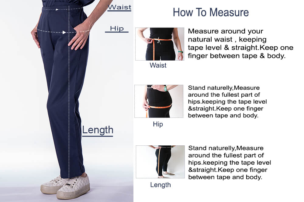 scrub pants size chart