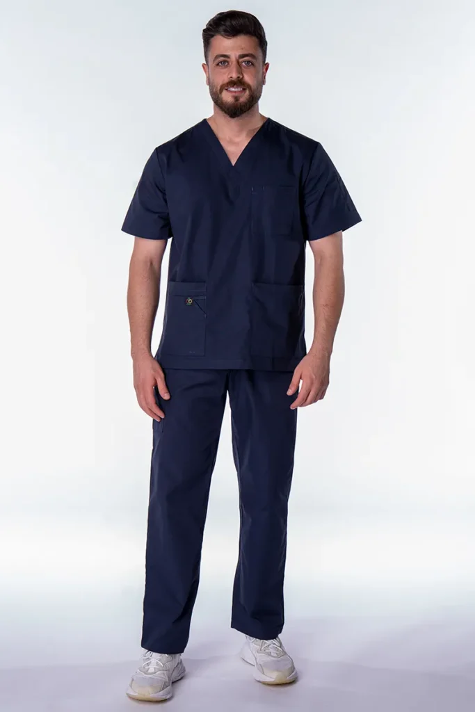 male navy scrub top