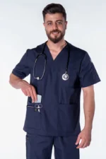 male navy scrub top